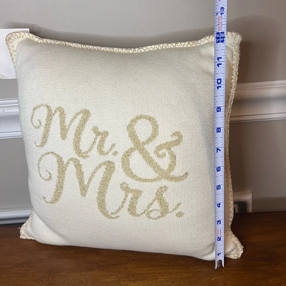 Elegant Mr. & Mrs. Pillow - Cream and Gold